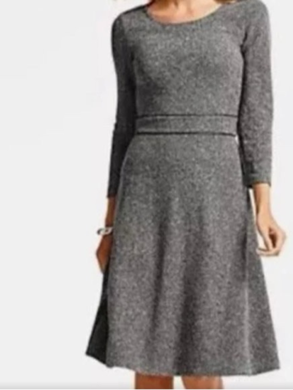 Classic Fit and Flare Gray Tweed A-line Dress